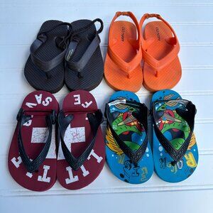 Old Navy & Children's Place Black, Orange, Red, & Blue Flip Flops 6T